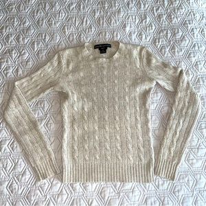 Ralph Lauren Slim Fit Cashmere Cable Knit Sweater Beige cream color XS